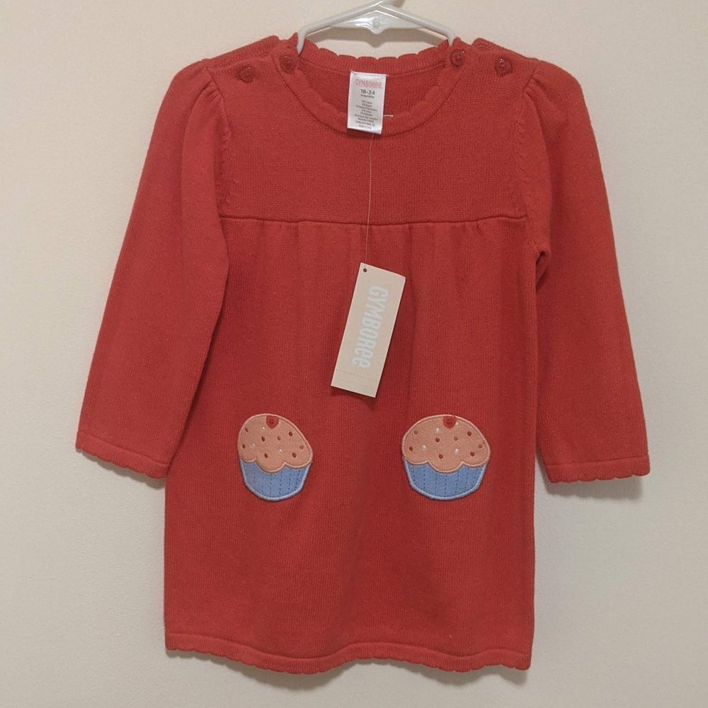 Girls Gymboree Orange Cupcake Sweater Dress NWT